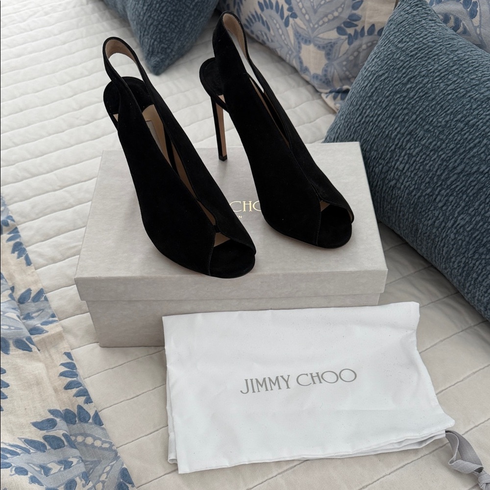 Jimmy Choo Shar Elegant Black Slingback Heels 39.5